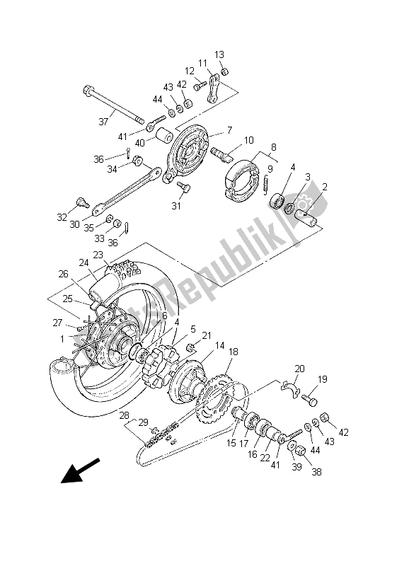 Tutte le parti per il Ruota Posteriore del Yamaha PW 80 2003