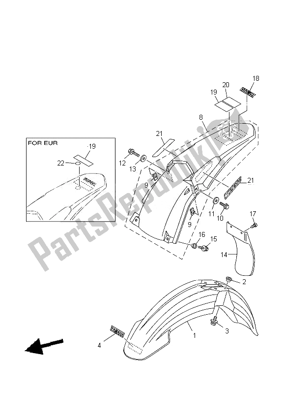 Todas las partes para Defensa de Yamaha YZ 250 2007