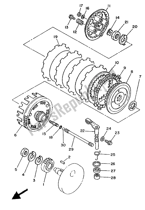 Toutes les pièces pour le Embrayage du Yamaha XV 250 Virago 1994