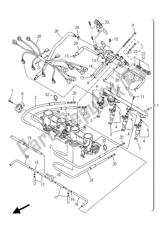 Alle onderdelen voor de Intake 2 van de Yamaha XJ6 NA 600 2015