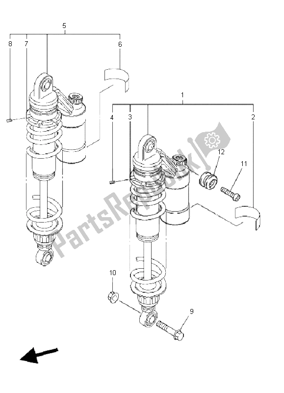 Tutte le parti per il Sospensione Posteriore del Yamaha XJR 1300 2008