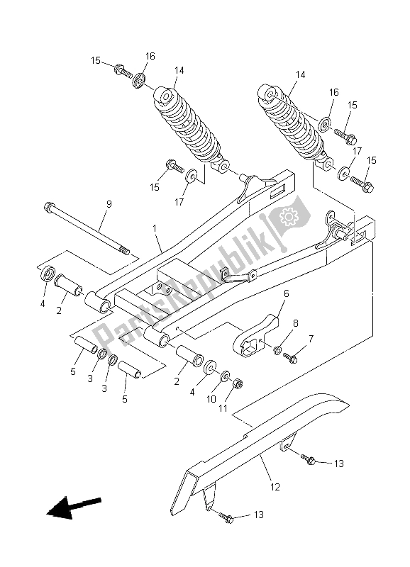 All parts for the Rear Arm & Suspension of the Yamaha XVS 250 2004