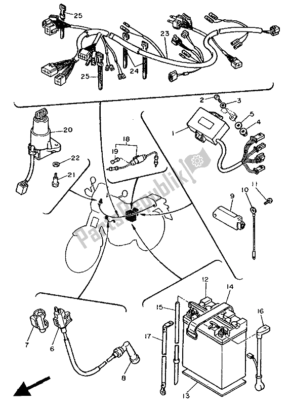 Toutes les pièces pour le électrique 1 du Yamaha XT 600Z Tenere 1988