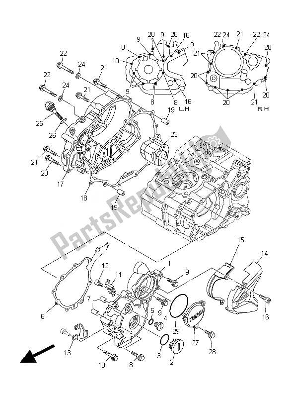 All parts for the Crankcase Cover 1 of the Yamaha YFM 250R Raptor 2013