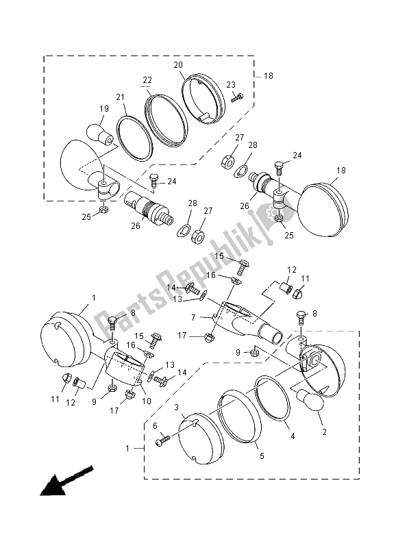 Todas las partes para Luz Intermitente de Yamaha XVS 650 Dragstar 2000