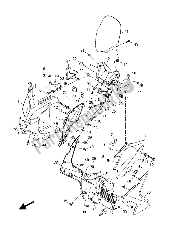 All parts for the Windshield of the Yamaha YP 125R 2015