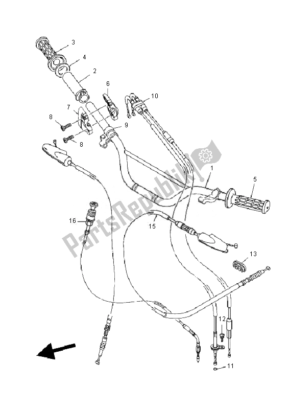 All parts for the Steering Handle & Cable of the Yamaha TT R 125 SW LW 2010