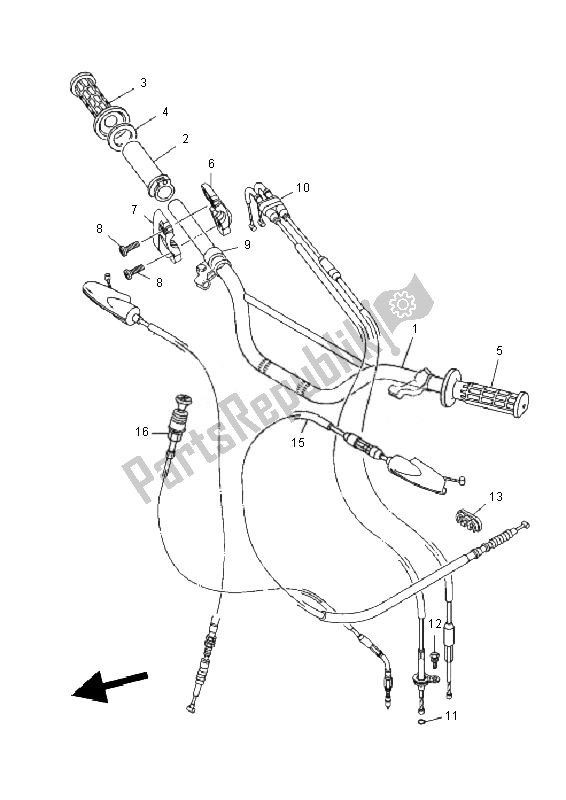 Todas as partes de Manivela E Cabo De Direção do Yamaha TT R 125 SW LW 2010
