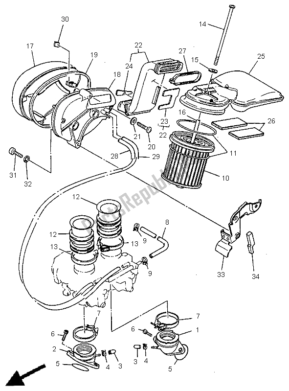 All parts for the Intake of the Yamaha XV 535 Virago 1998