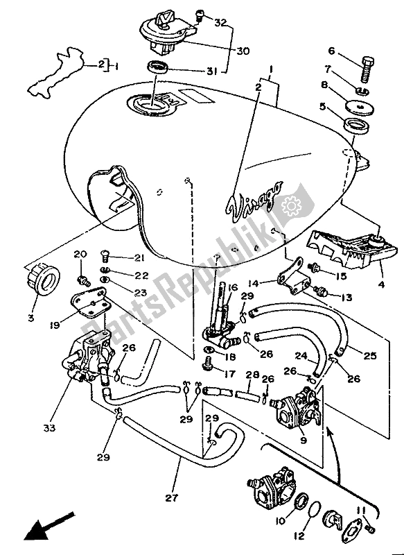 Wszystkie części do Zbiornik Paliwa Yamaha XV 250 Virago 1992