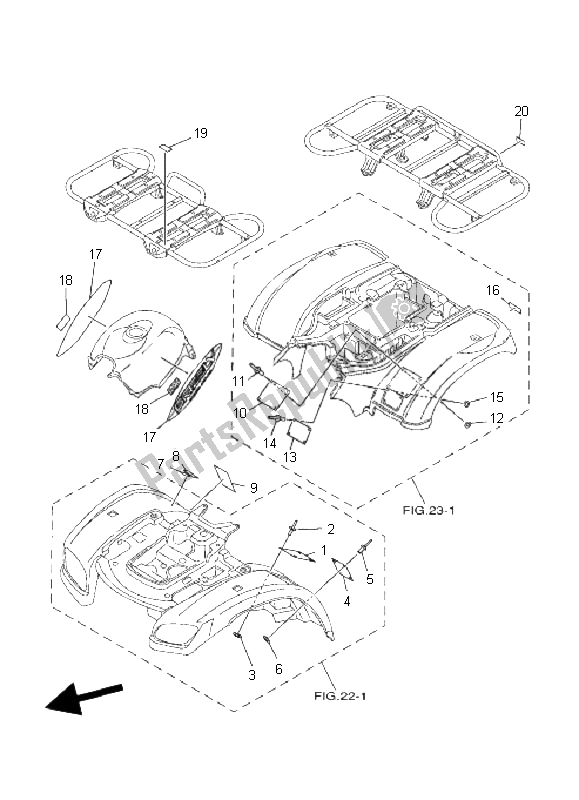 Tutte le parti per il Emblema Ed Etichetta del Yamaha YFM 660 FA Grizzly 2005