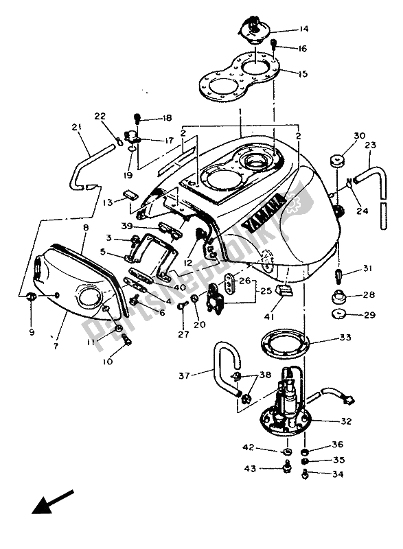 Toutes les pièces pour le Réservoir D'essence du Yamaha FZ 750R 1989