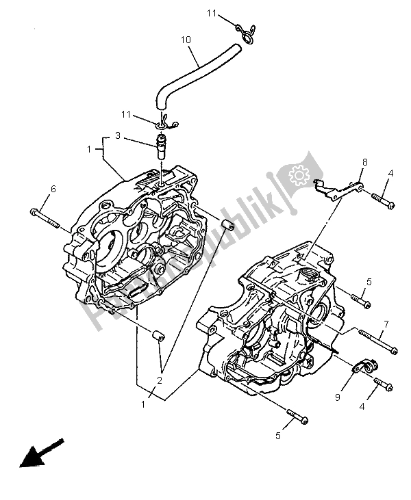 All parts for the Crankcase of the Yamaha SR 125 1997