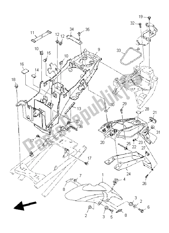 Tutte le parti per il Parafango del Yamaha XJ6 SA 600 2011