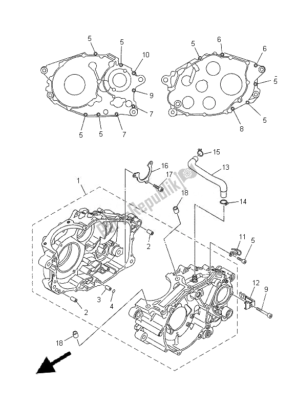 All parts for the Crankcase of the Yamaha XT 660R 2014