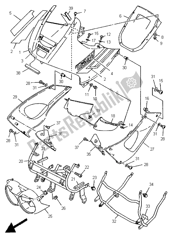 Toutes les pièces pour le Capot 1 du Yamaha TDM 850 1995