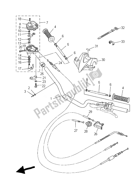 All parts for the Steering Handle & Cable of the Yamaha YFZ 450R 2010