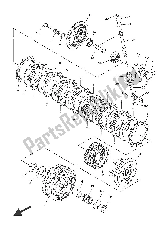 All parts for the Clutch of the Yamaha YZF R6 600 2016