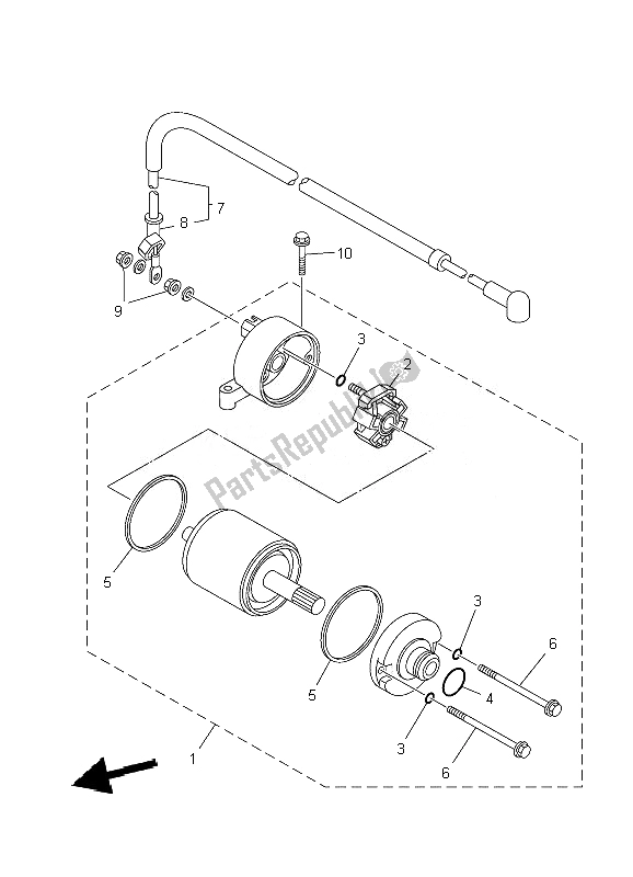 All parts for the Starting Motor of the Yamaha YFM 700F Grizzly FI EPS 4X4 2010