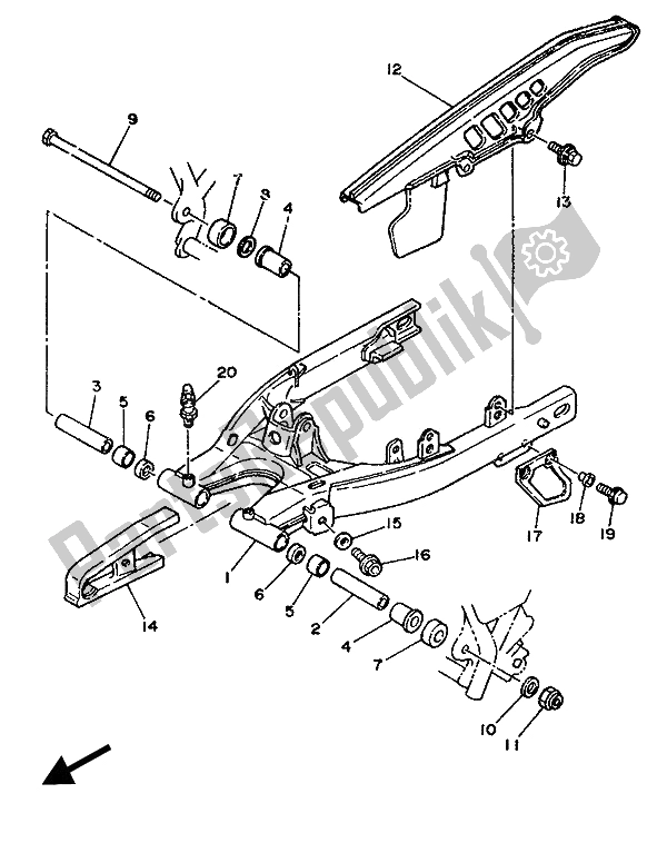 Todas las partes para Brazo Trasero de Yamaha TW 200E 1989