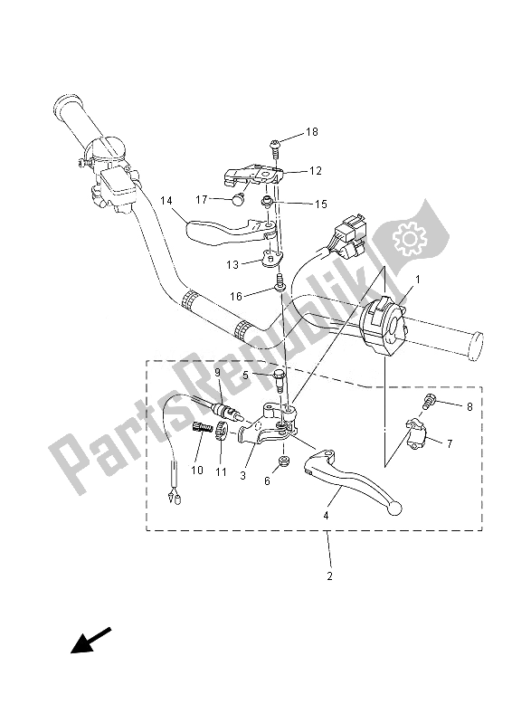 All parts for the Handle Switch & Lever of the Yamaha YFM 700 Rsed 2013