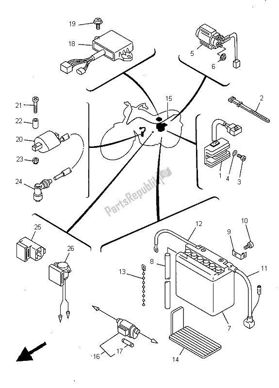 All parts for the Electrical 1 of the Yamaha SR 125 1997