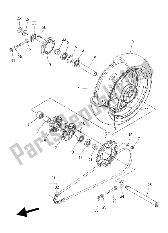 Todas las partes para Rueda Trasera de Yamaha FZ1 NA Fazer 1000 2009