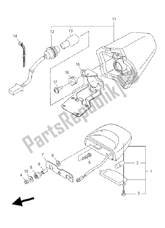 All parts for the Taillight of the Yamaha XJ6N 600 2011