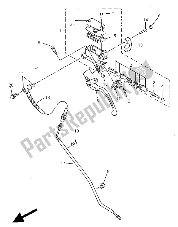 All parts for the Front Master Cylinder 2 of the Yamaha XVZ 1300A Royalstar 1998