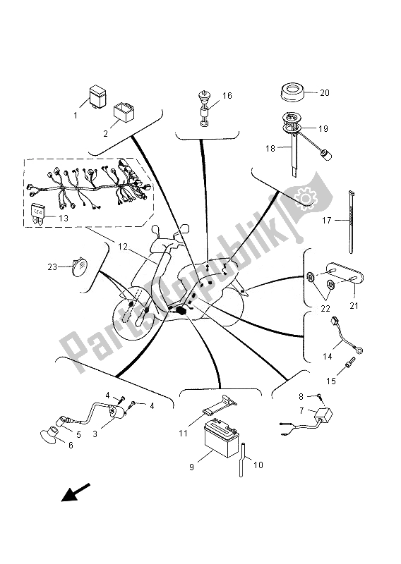 All parts for the Electrical 2 of the Yamaha YN 50E 2013