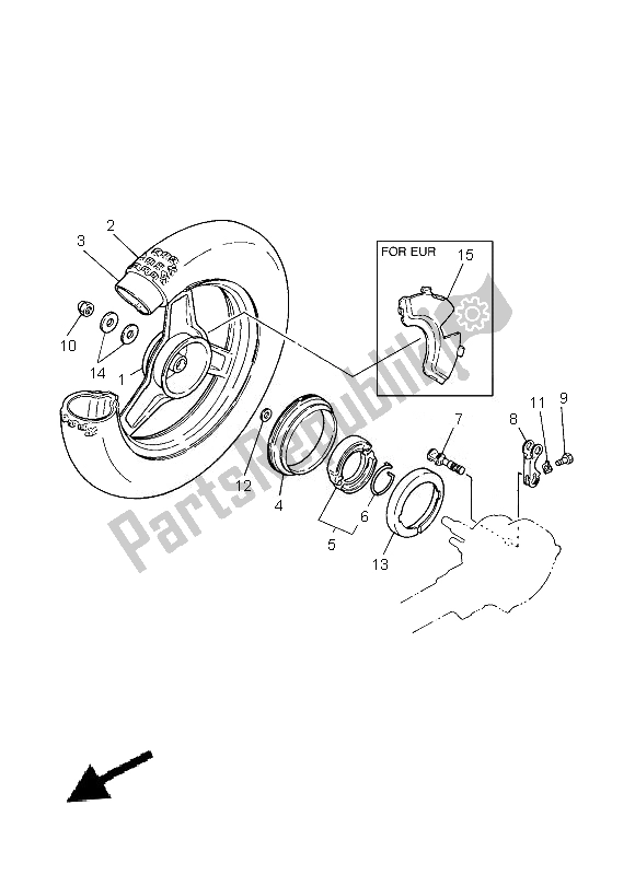 All parts for the Rear Wheel of the Yamaha PW 50 2013