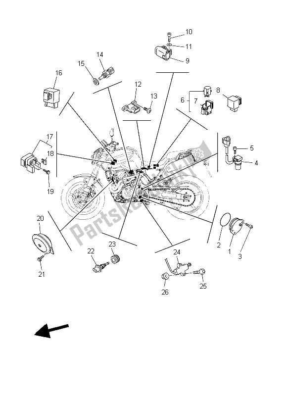 Tutte le parti per il Elettrico 2 del Yamaha MT 03 25 KW 660 2006