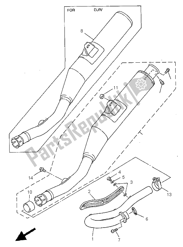 Toutes les pièces pour le échappement du Yamaha WR 400F 1998