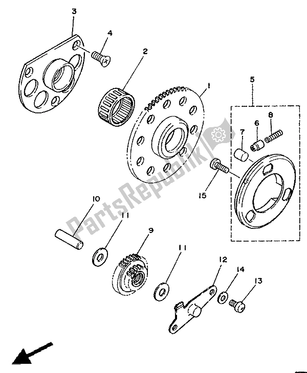 All parts for the Starter Clutch of the Yamaha DT 125E 1991