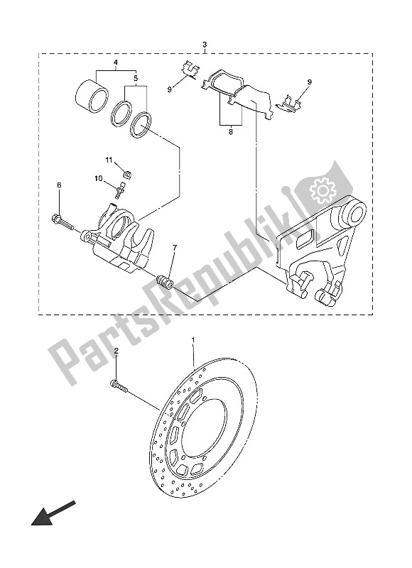 All parts for the Rear Brake Caliper of the Yamaha XVS 1300A 2016