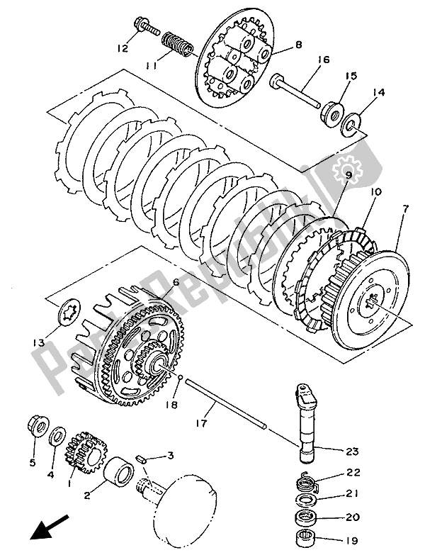 All parts for the Clutch of the Yamaha YZ 80 LC 1992