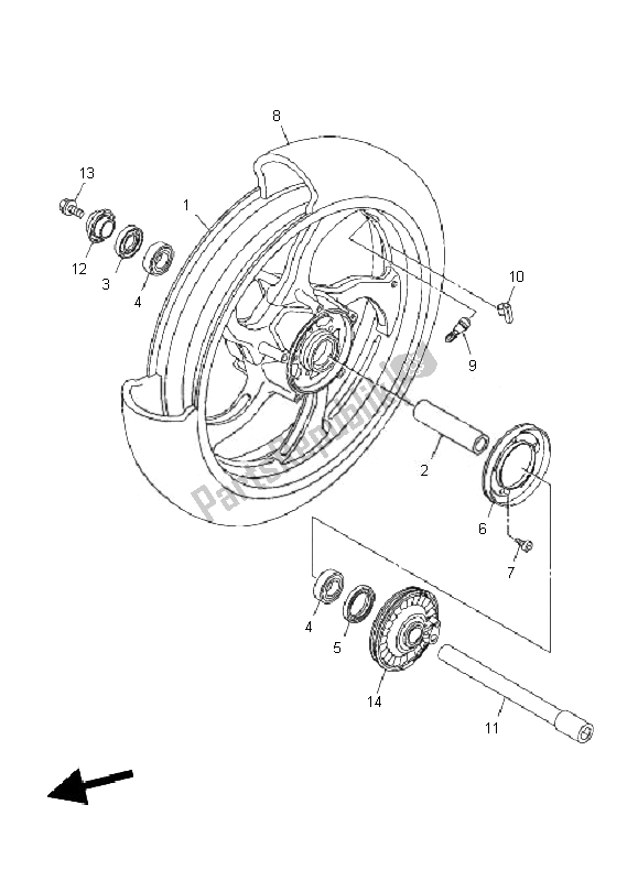 Tutte le parti per il Ruota Anteriore del Yamaha VMX 17 1700 2010