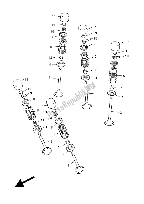 Toutes les pièces pour le Soupape du Yamaha YFZ 450 2008