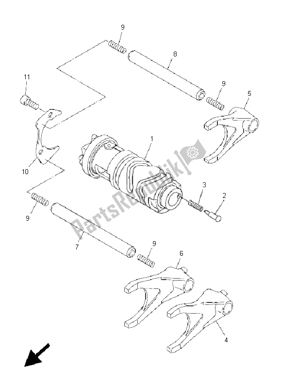 All parts for the Shift Cam & Fork of the Yamaha FJR 1300A 2008