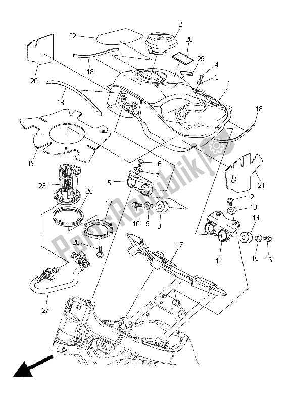 Alle onderdelen voor de Benzinetank van de Yamaha WR 250R 2012