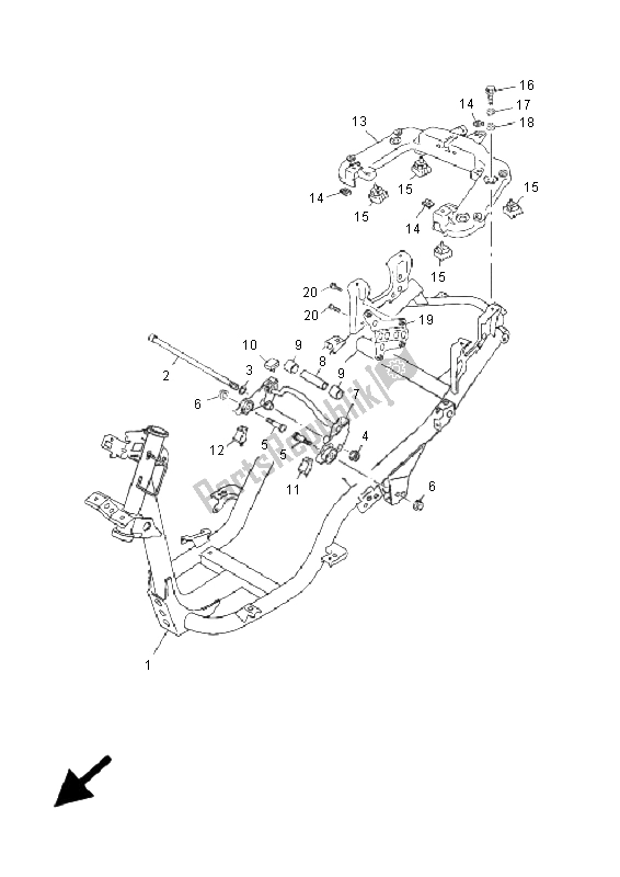 All parts for the Frame of the Yamaha YN 50F 4T Neos 2009