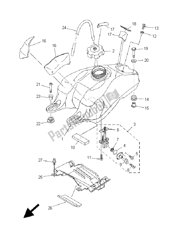 Alle onderdelen voor de Benzinetank van de Yamaha YFZ 450 2009