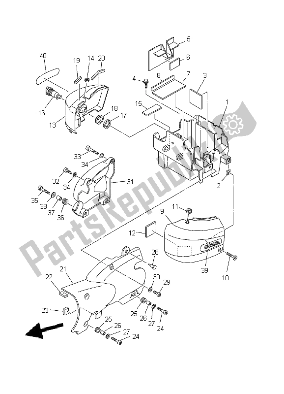 Toutes les pièces pour le Couvercle Latéral du Yamaha XVS 125 Dragstar 2002