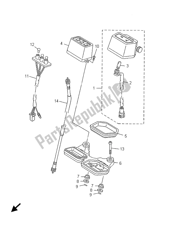 All parts for the Meter of the Yamaha TW 125 2001