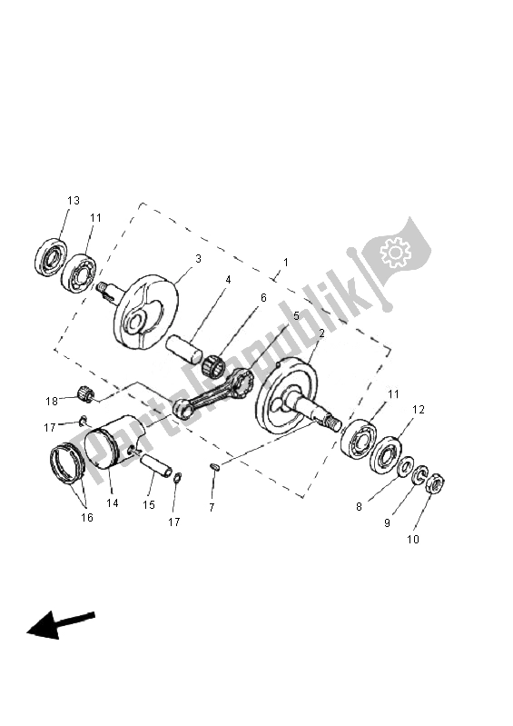 All parts for the Crankshaft & Piston of the Yamaha PW 50 2007