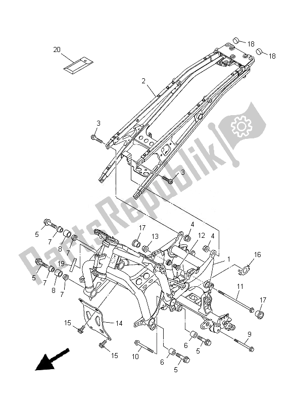 All parts for the Frame of the Yamaha XT 1200Z 2014