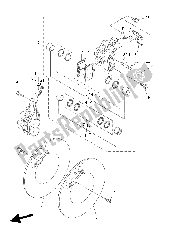 All parts for the Front Brake Caliper of the Yamaha FZ8 NA 800 2011