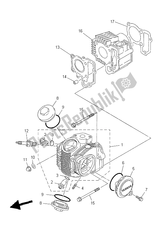 Todas las partes para Cabeza De Cilindro de Yamaha TT R 50E 2009