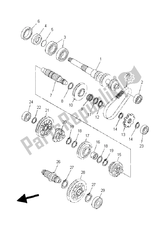 Todas las partes para Transmisión de Yamaha YFM 660 FA Grizzly 2005