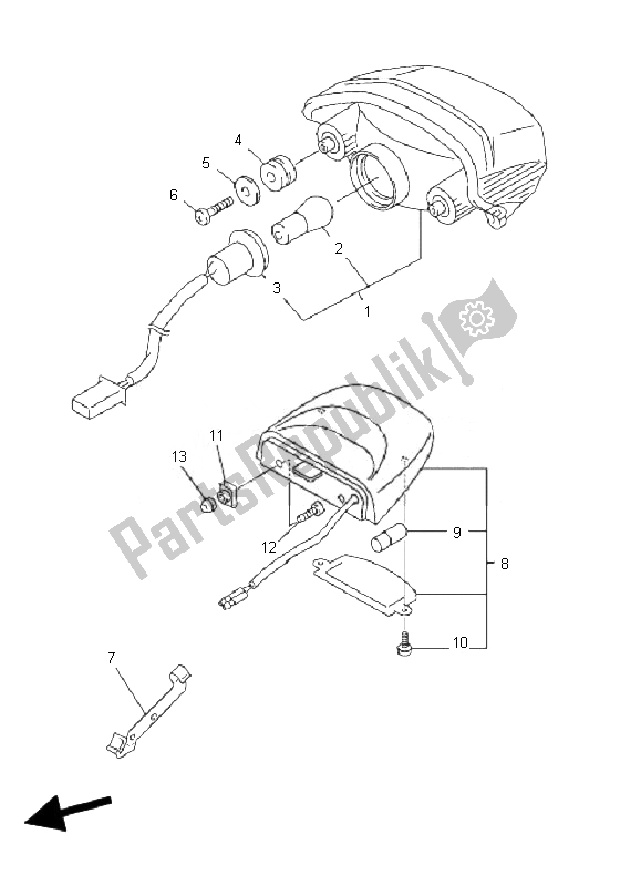 Alle onderdelen voor de Achterlicht van de Yamaha FZ6 N 600 2007